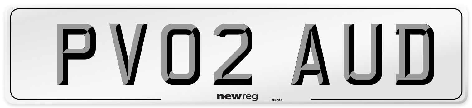 PV02 AUD Number Plate from New Reg